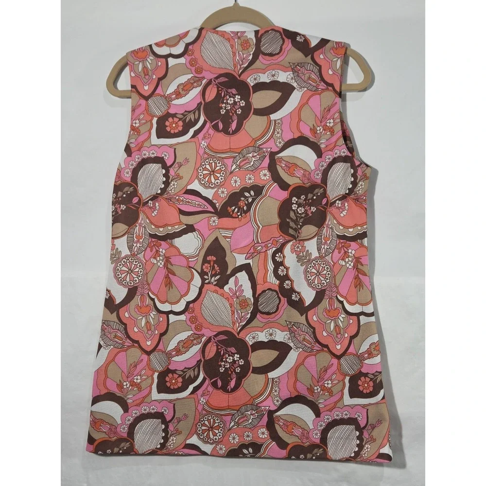 Vtg 70s Kingley Hippie Boho Lace‎ Up Vest Small Flower Child Retro Psychodelic